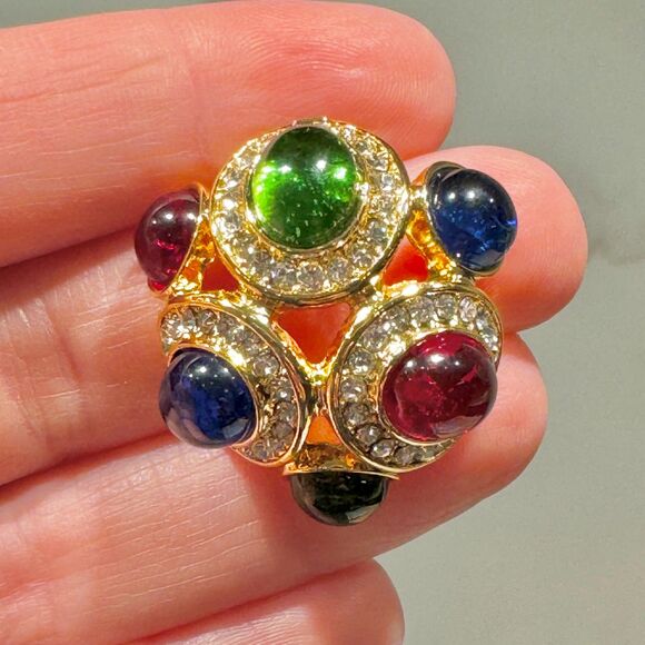 Vintage Multi-colored stone and crystal rhinestone Earrings - Picture 3 of 9